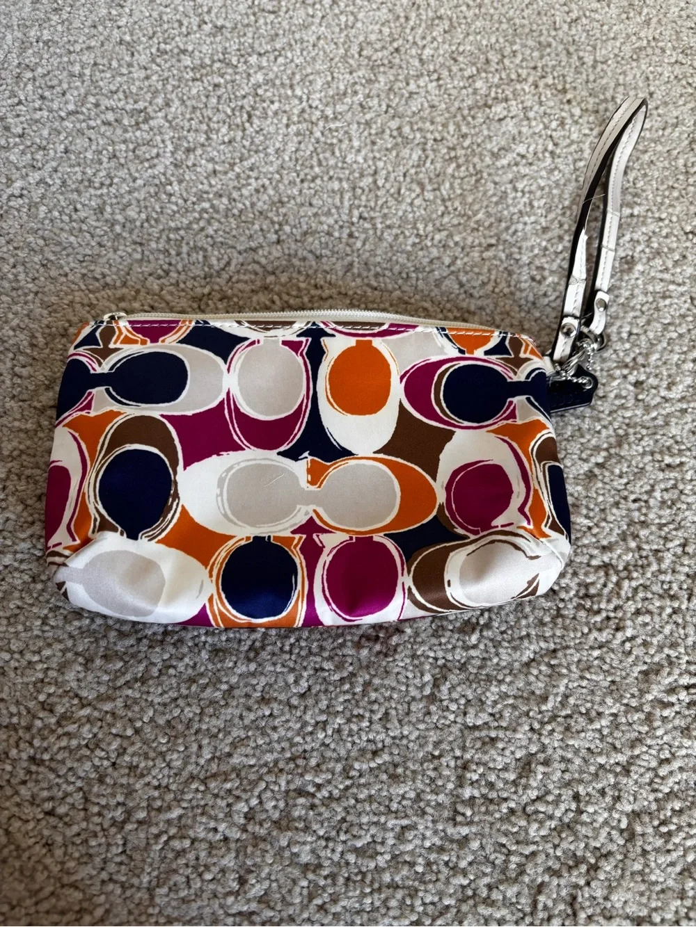 Coach Multicolor Signature Wristlet - Pink, Orange, Navy & Brown